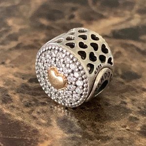 RETIRED Pandora Essence Affection Charm 14k Yellow Gold and Sterling Silver CZ
